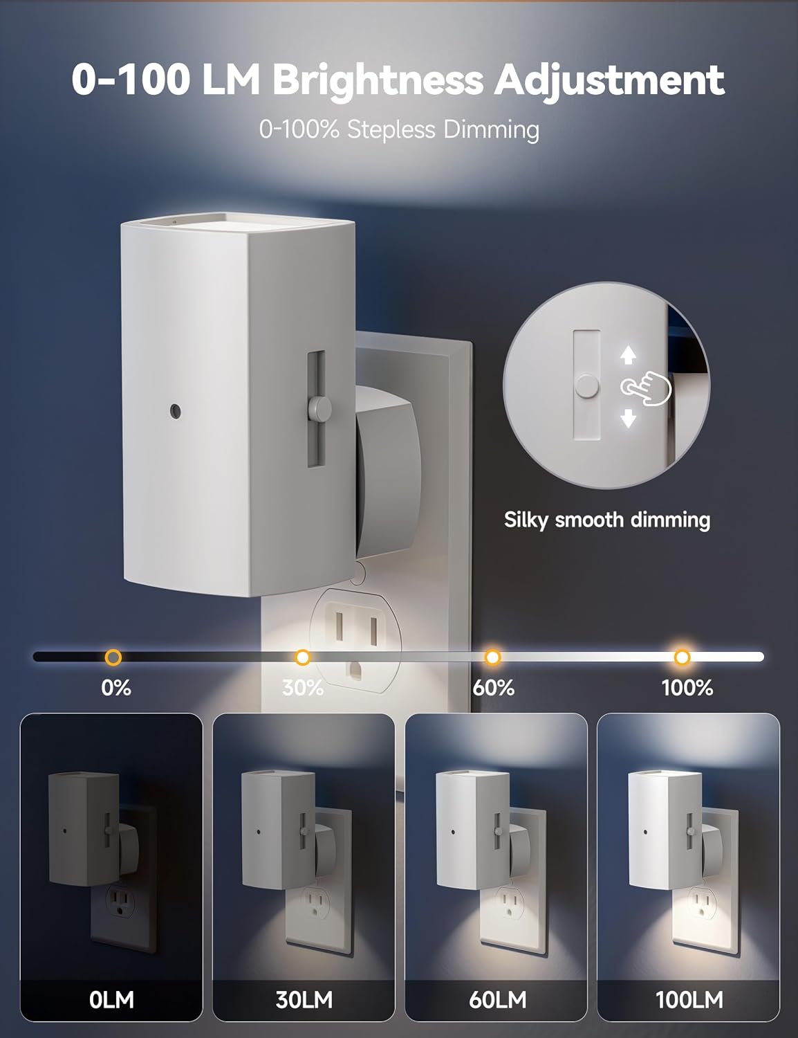 Brightown 2 Pack White Night Lights Plug into Wall, Modern Night Light with Rotating Plug, Dusk to Dawn Sensor, 0-100LM Stepless Dimming…