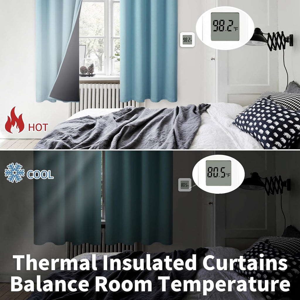 BGment Thermal Insulated 100% Blackout Curtains for Bedroom with Black Liner, Double Layer Full Room Darkening Noise Reducing Grommet Curta…