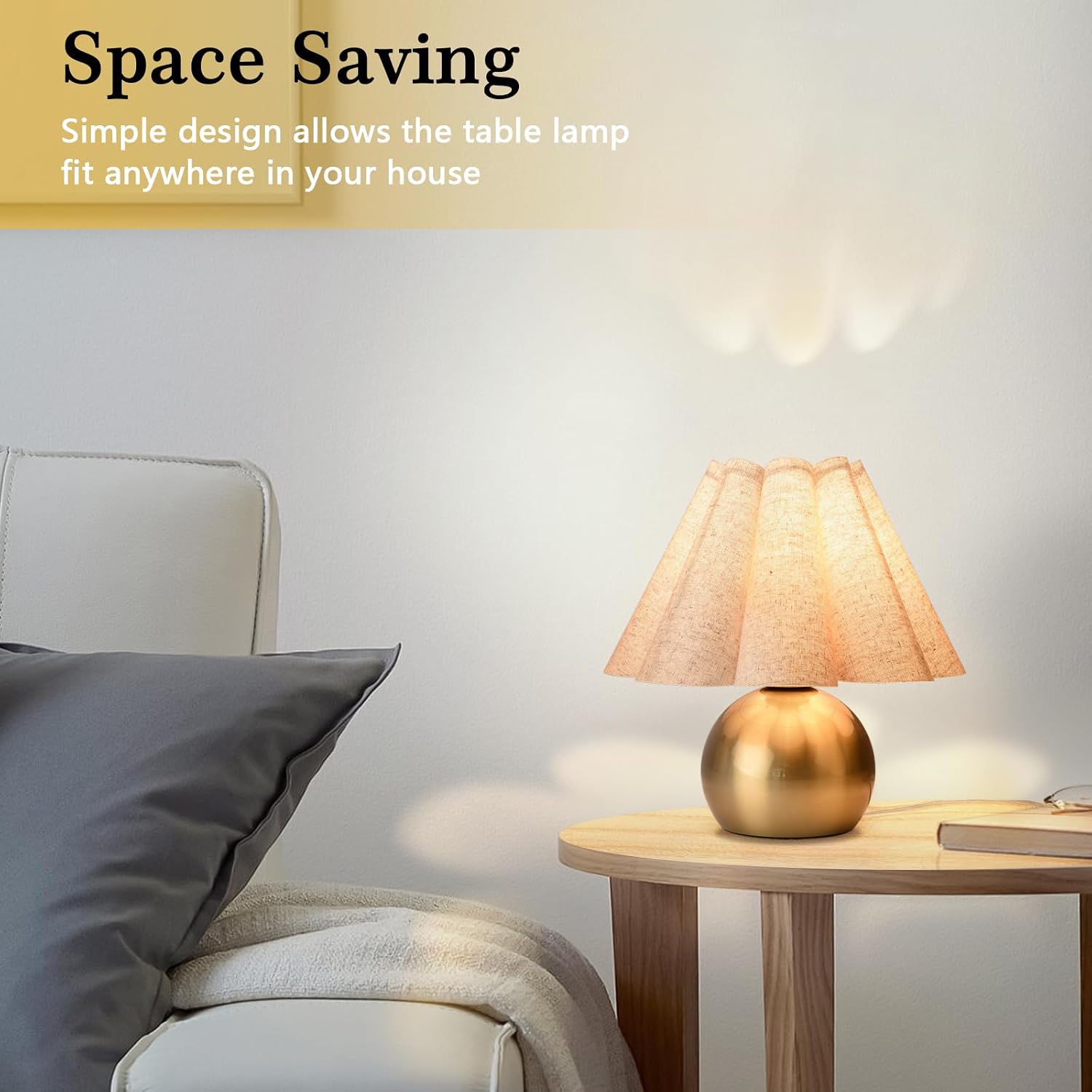Gold Small Touch Control Table Lamp for Bedroom, Brass Gold Bedside Lamps for Nightstand, Cute Mini Small Table Lamps for Small Spaces…