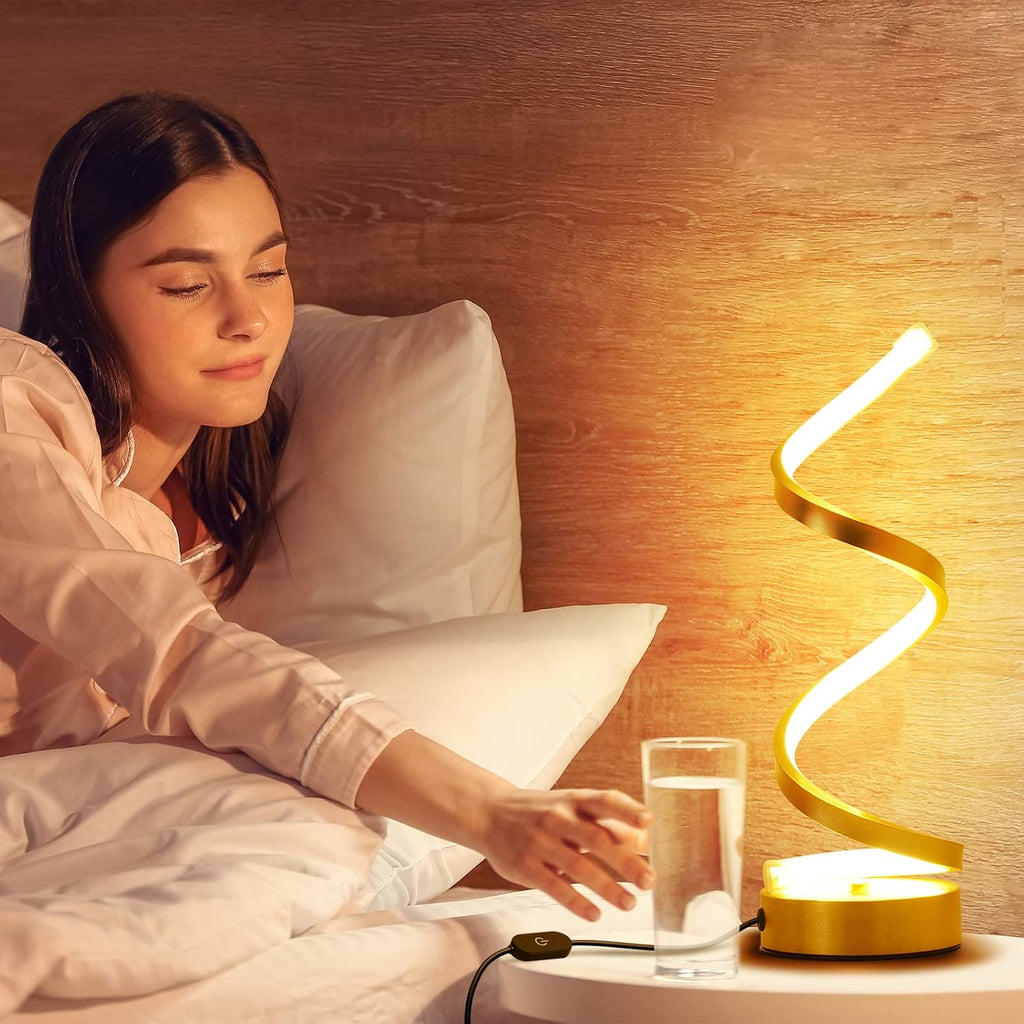 NUÜR Table Lamps for Living Room Set of 2, Gold Dimmable LED Lamp, Small Bedside Lamps, Nightstand Lamp for Bedroom Home Office Living Room