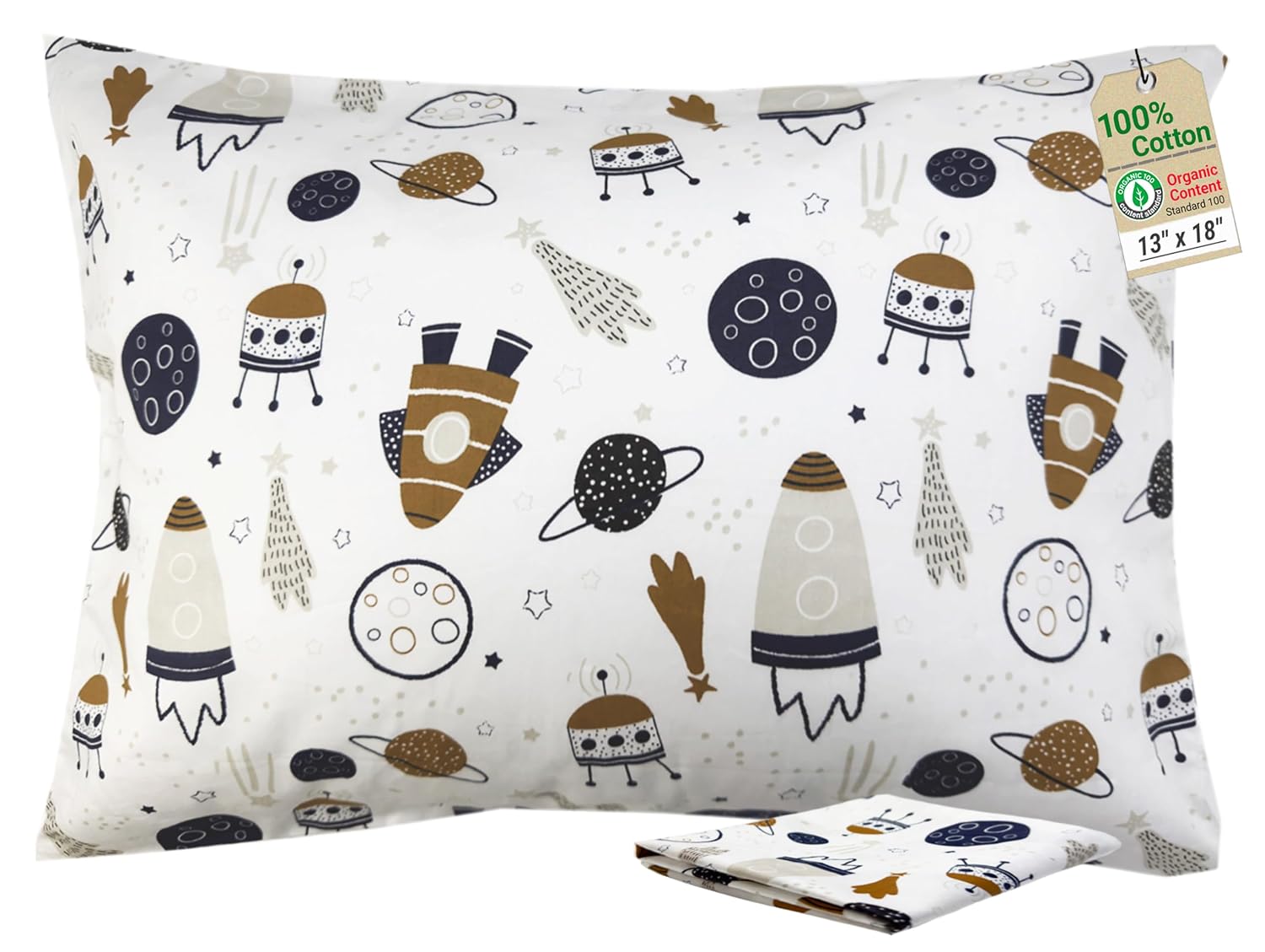ZPECC-ABrandThatHasBeenFocusedOnBeddingFor20Years ZPECC Toddler Pillow with Pillowcase - 13x18 Organic Cotton Hypoallergenic Kids Pillow, B…