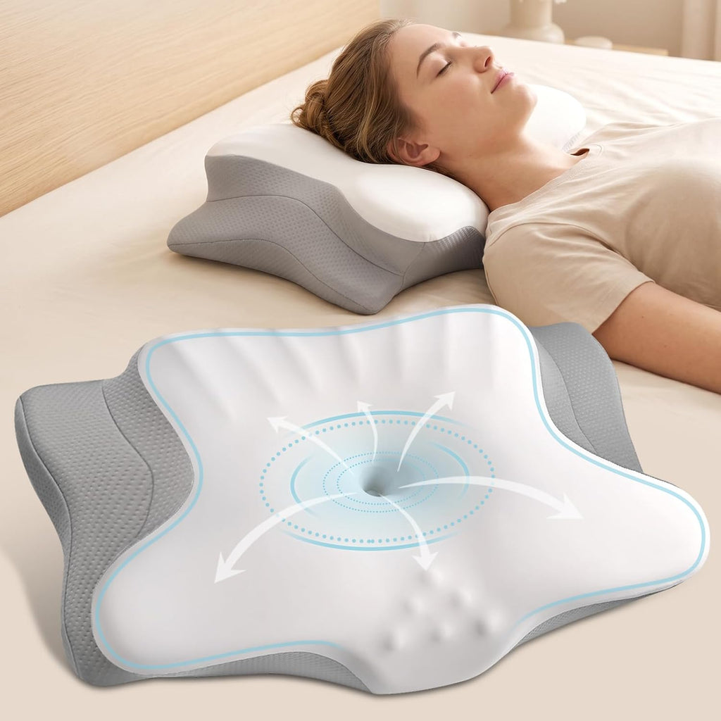 Ylekto Cervical Neck Pillow for - Contour Memory Foam Pillows for Sleeping, Ergonomic Pillow Side Sleeper Pillow for Neck Support, Orthoped…