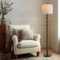 BOBOMOMO 62" Rustic Floor Lamp, Retro Farmhouse Standing Lamp with Rotary Switch, Resin Dark Brown Floor Lamp for Living Room, Bedroom…