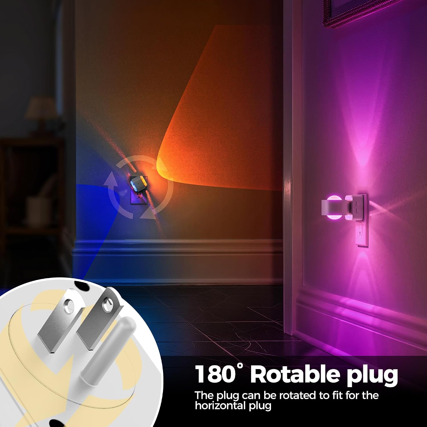 Briignite Night Light Projector, RGB Color Changing Night Light for Kids, 180° Rotating Night Lights Plug into Wall, Dusk to Dawn Sensor…