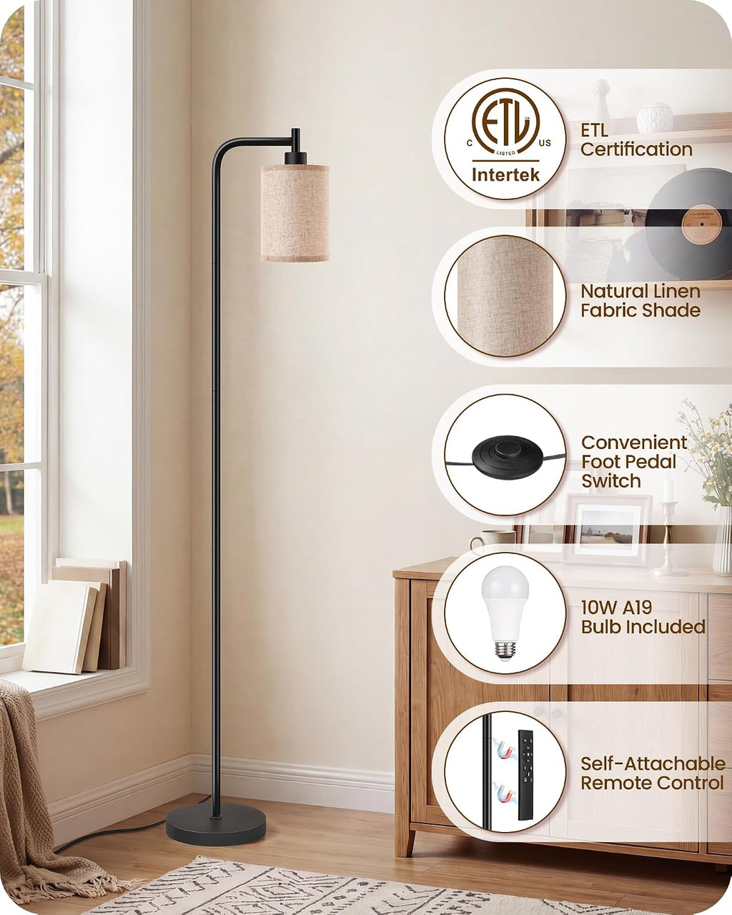 2Pack Dimmable Floor Lamp for Living Room with Remote and Foot Switch, Modern Standing, Corner Lamp,10W Bulb 3 Color Temperatures, for…