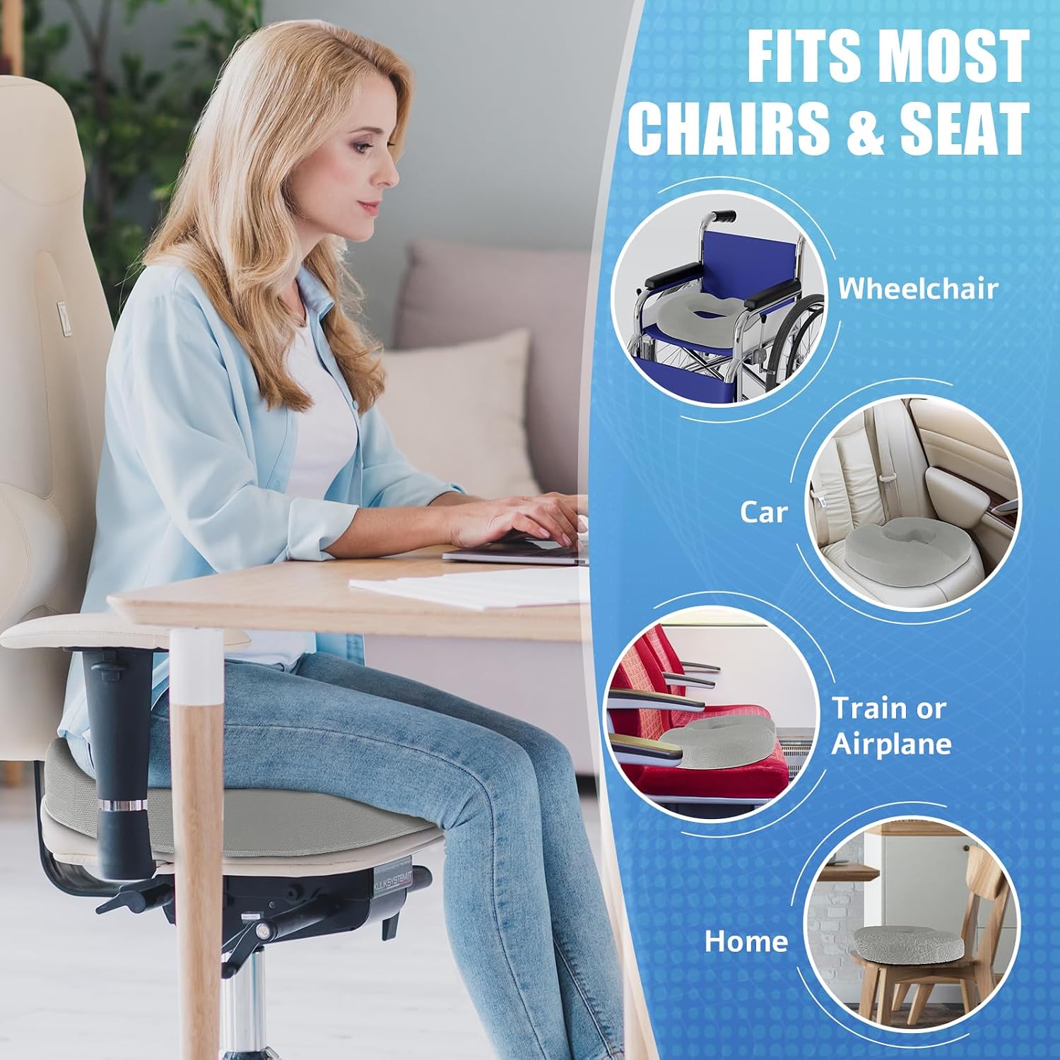 BlissTrends Donut Pillow Seat Cushion, Donut Chair Cushions for Postpartum Pregnancy & Hemorrhoids, Tailbone Cushion, Lifting Cushions for…