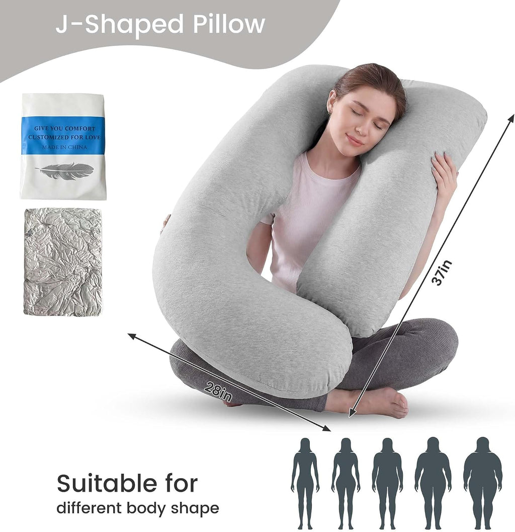Jcickt Pregnancy Pillow for Sleeping,59 inch Maternity Pillow with Removable Washable Cover, J-Shaped Cooling Full Body Pregnant Pillow…