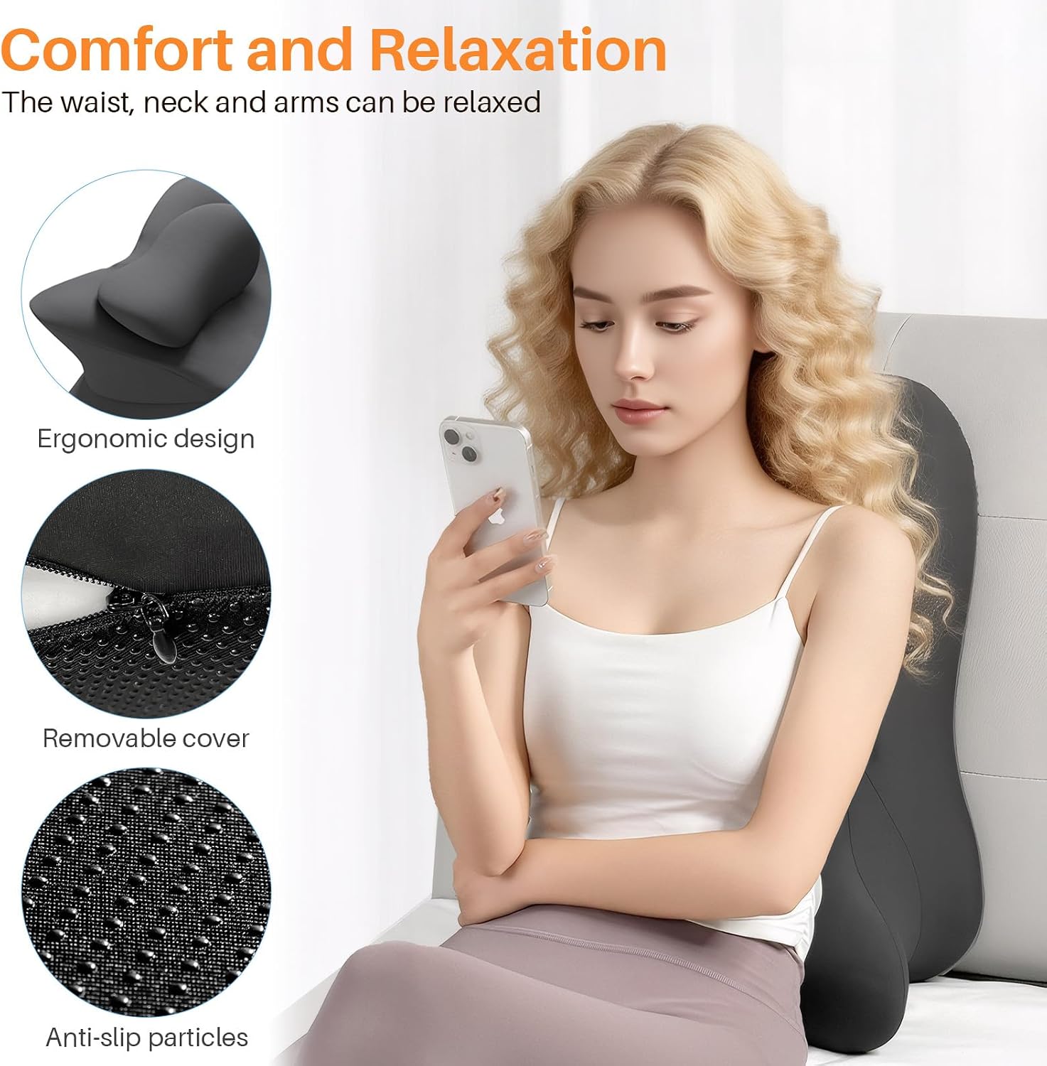 eleELEOPTION ele ELEOPTION Memory Foam Ergonomic Wedge Pillow Prone Reading Pillow for Bed Sofa Stomach Back and Neck Support Sitting Up wi…