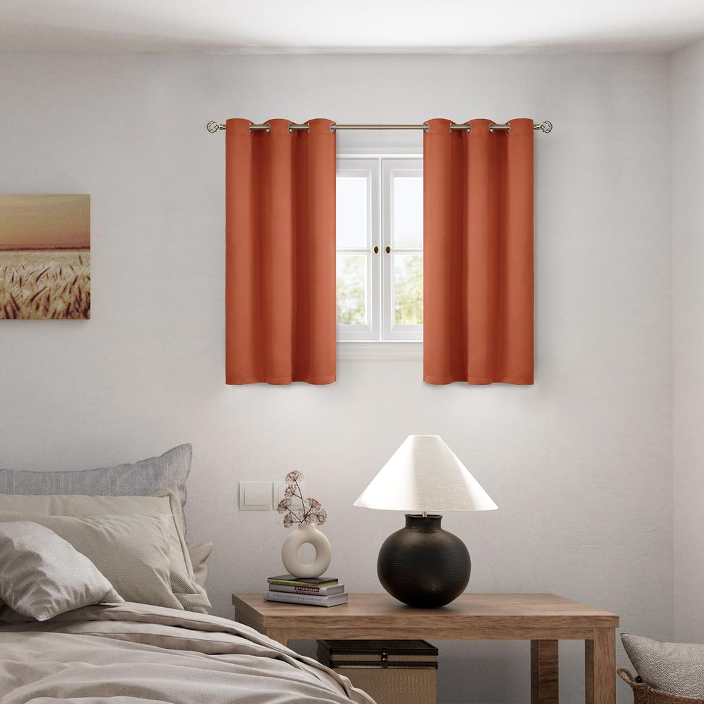 BGment Short 100% Blackout Curtains for Bedroom, Thermal Insulated Energy Efficiency Noise Reducing Grommet Curtains 45 Inch Length with Li…