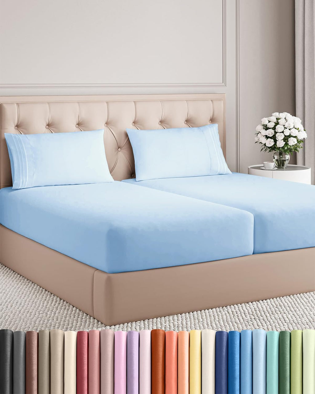 Split King Size 5 Piece Sheet Set - Comfy Breathable & Cooling Sheets - Hotel Luxury Bed Sheets for Women & Men - Deep Pockets, Easy-Fit…