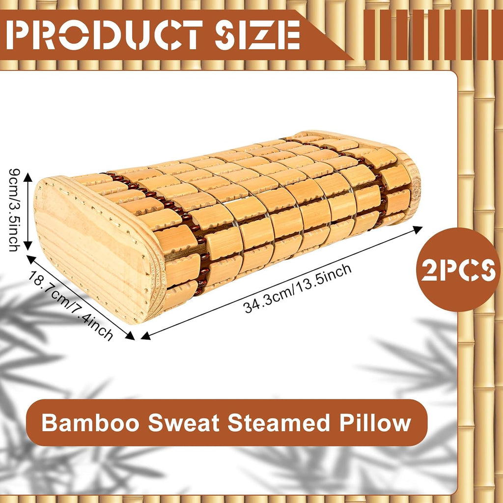 2 Pack Bamboo Headrest Pillow Natural Sauna Neck Rest Handmade Wood Pillows Chinese Style Household Spa Steam Saunas Rooms Breathable…