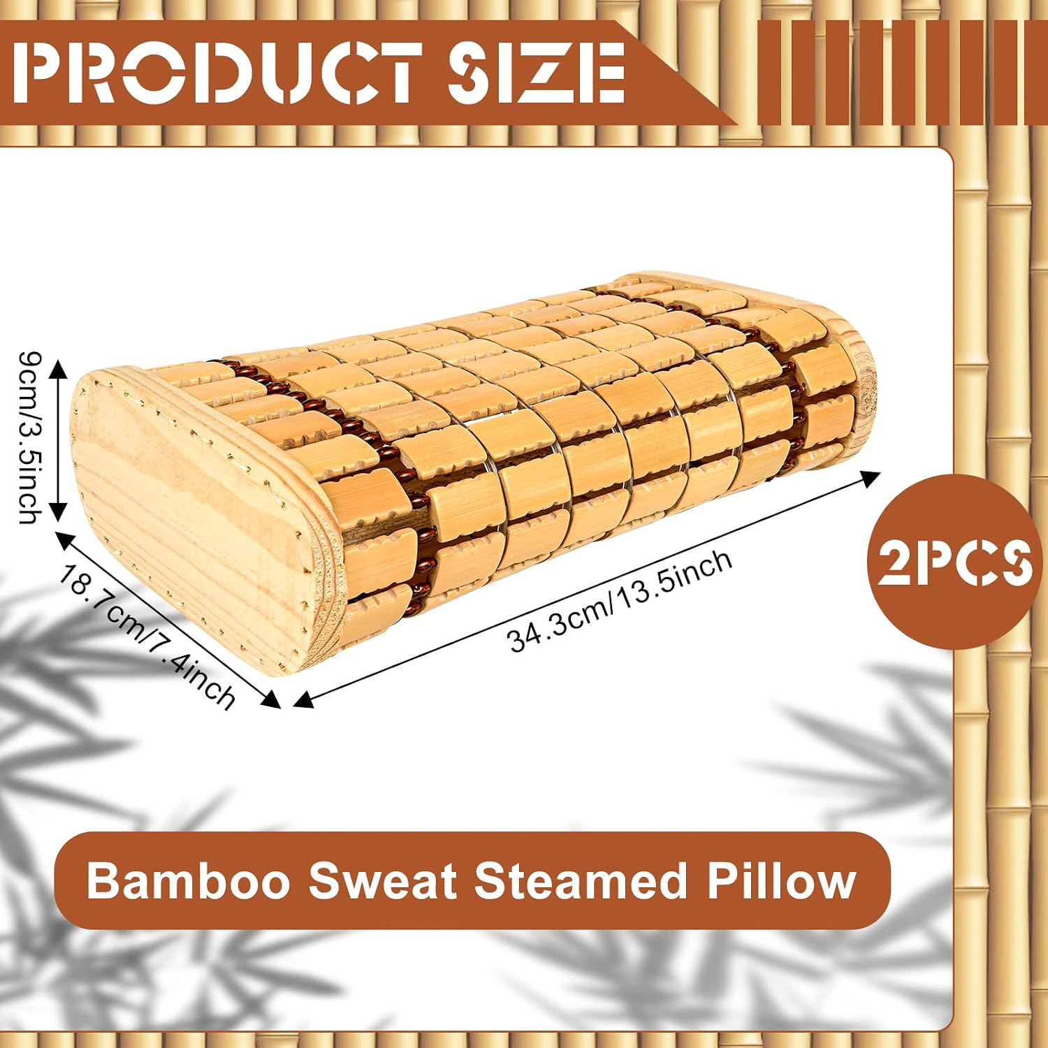 2 Pack Bamboo Headrest Pillow Natural Sauna Neck Rest Handmade Wood Pillows Chinese Style Household Spa Steam Saunas Rooms Breathable…