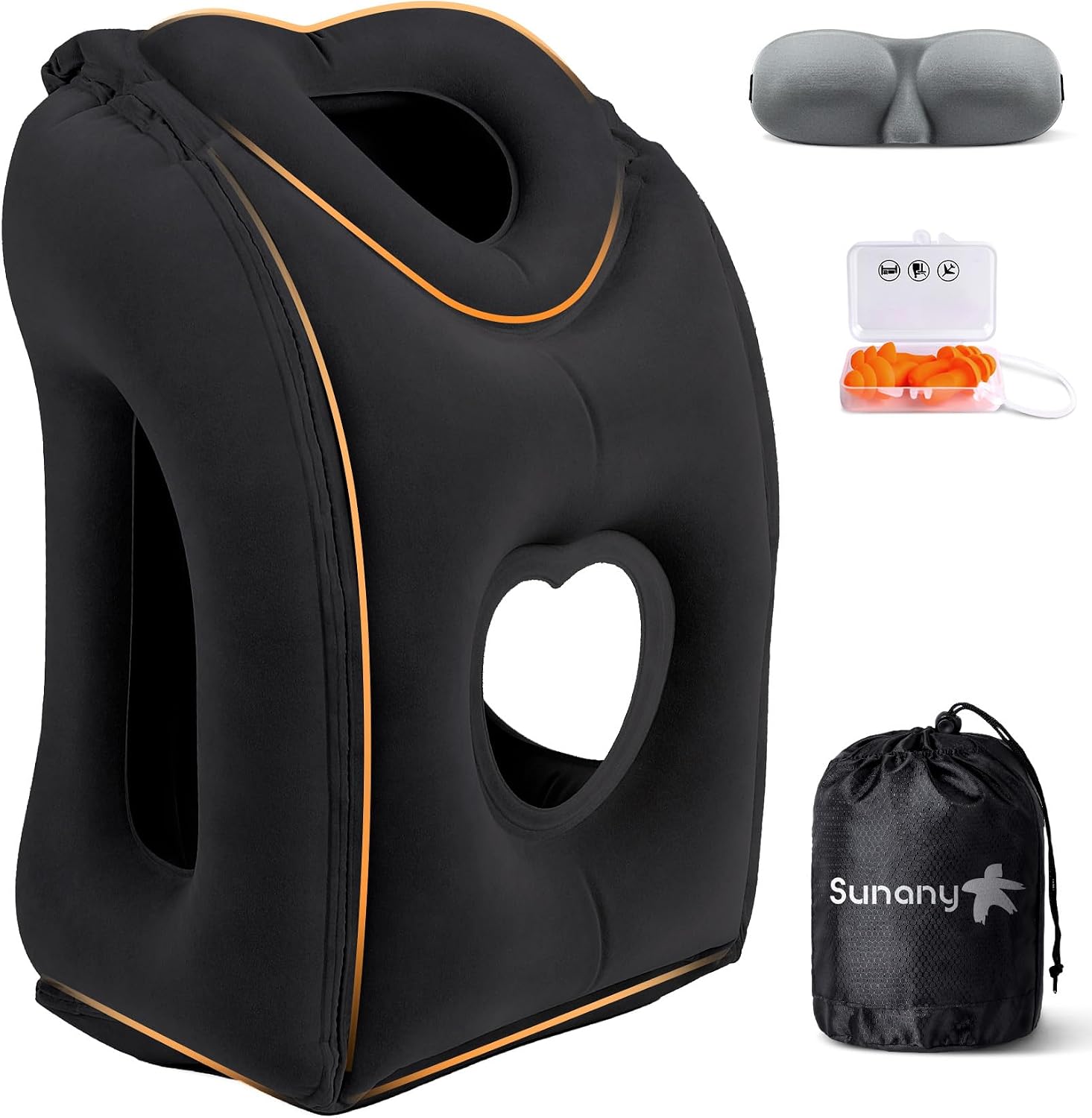 Sunany Travel Pillow, Upgraded Plane Pillow for Long Flights, Inflatable Neck Pillow Used for Airplanes, Cars, Buses, Trains, Office Napping…