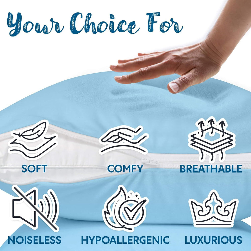 Guardmax Jersey Knitted Pillow Protector with Zipper Standard Size - 4 Pack -100% Waterproof, Bed Bug Proof, Dust Mite Proof, & Hypoallerge…