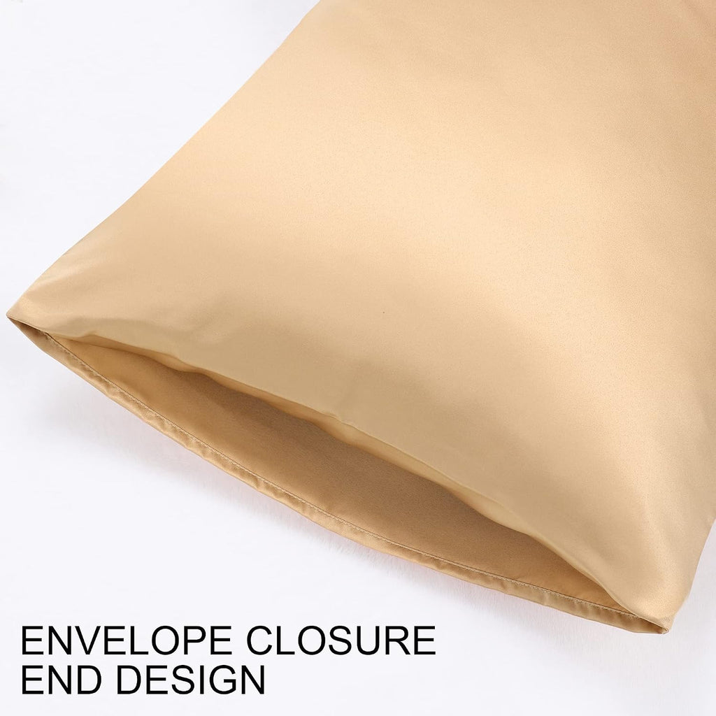 uxcell 2 Pack Silk Satin Pillowcase for Hair and Skin, Cool, Silky, Soft Breathable Pillow Cases King Size 20x36 Inch Sateen Pillowcase Car…