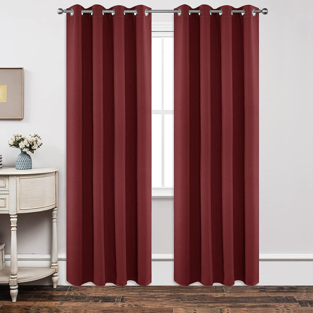 Joydeco Blackout Curtains 84 inches Long 2 Panels Set, Thermal Insulated Long Curtains 2 Burg, Room Darkening Grommet Drapes for Bedroom Li…