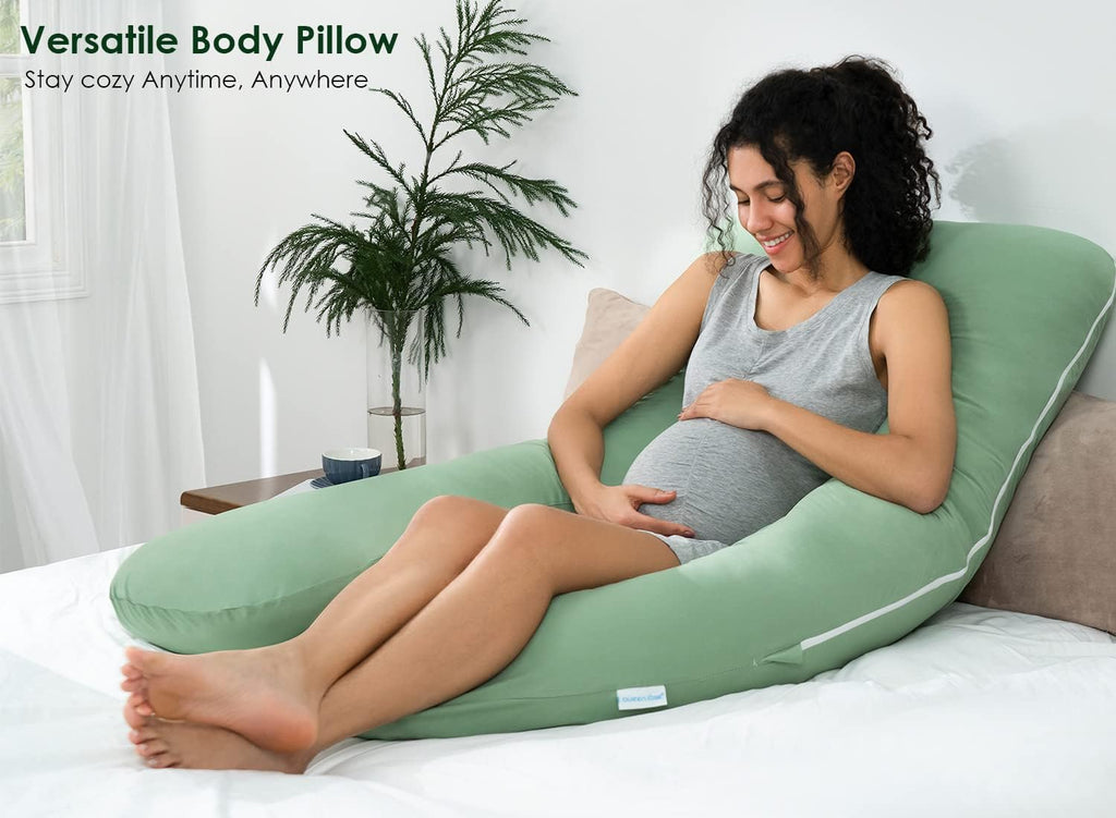 Queenrose QUEEN ROSE Cooling Pregnancy Pillows, U Shaped Full Body Maternity Pillow for Pregnant Support, Rayon Derived from Bamboo, Butter…