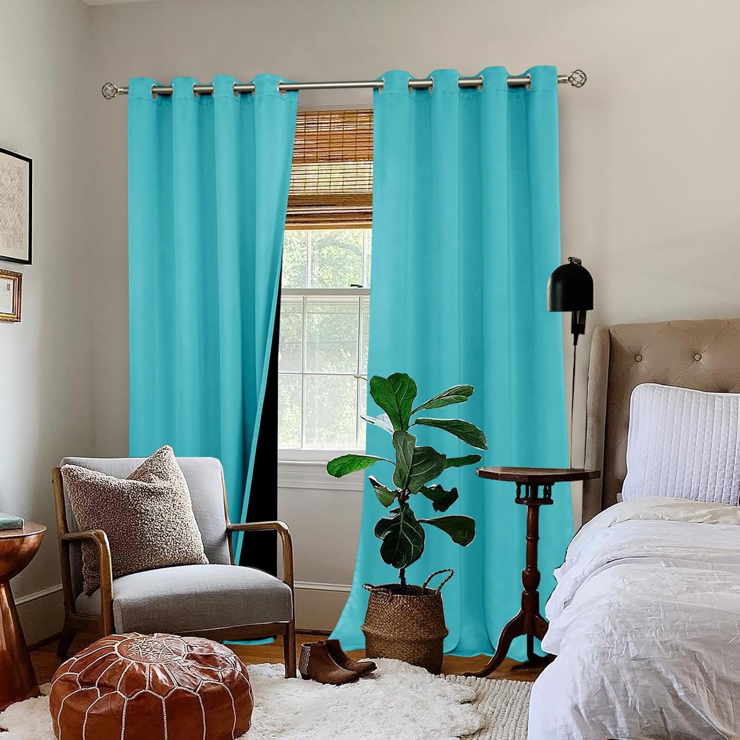 BGment Aqua Blackout Curtains 95 Inches Long 2 Panels Set for Living Room, Thermal Insulated 100% Light Blocking Curtains & Drapes, Grommet…
