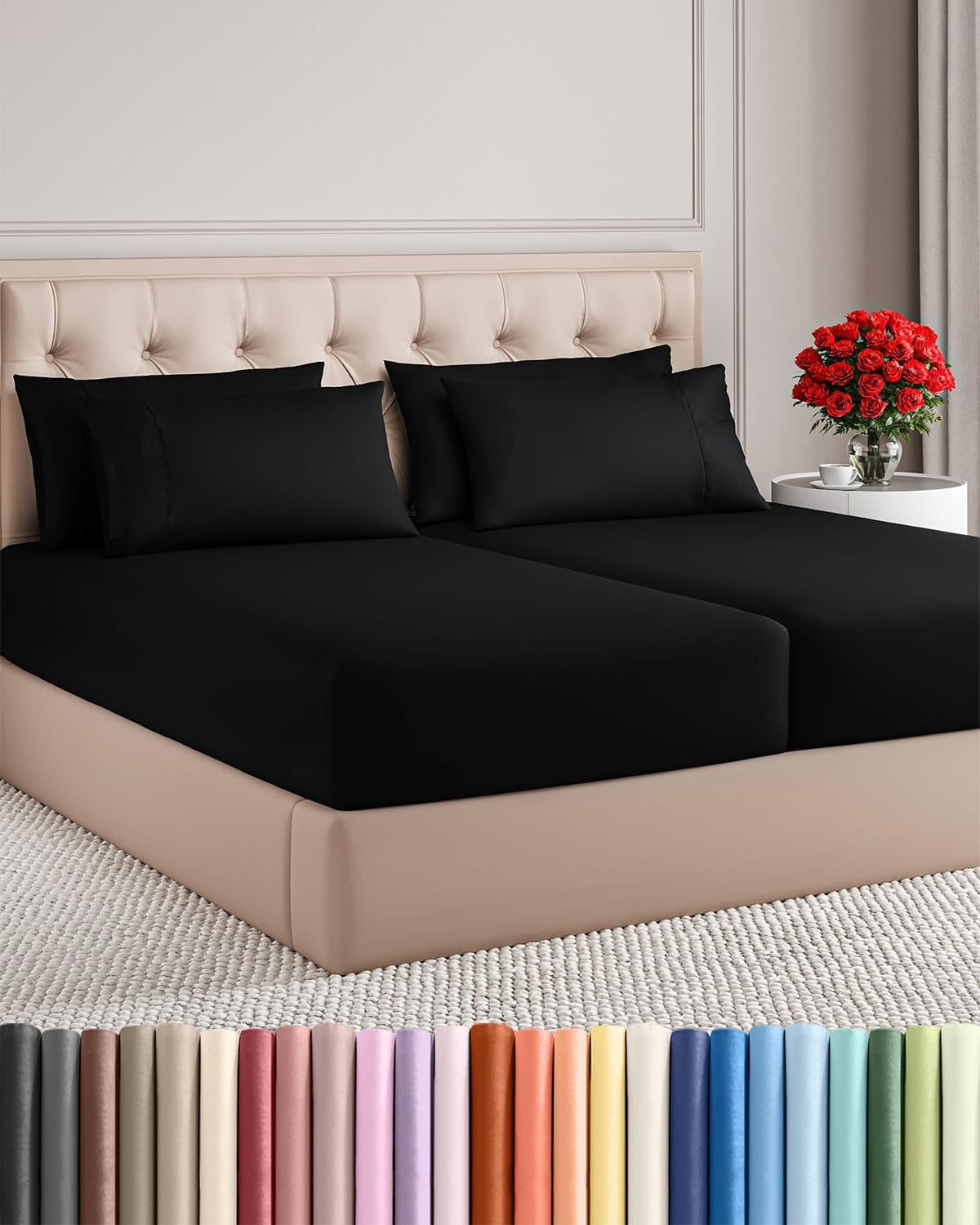 Split King 7 Piece Sheet Set - Comfy Breathable & Cooling - Hotel Luxury Bedding for Women, Men, Kids, Teens & Children - 1 Flat & 2…