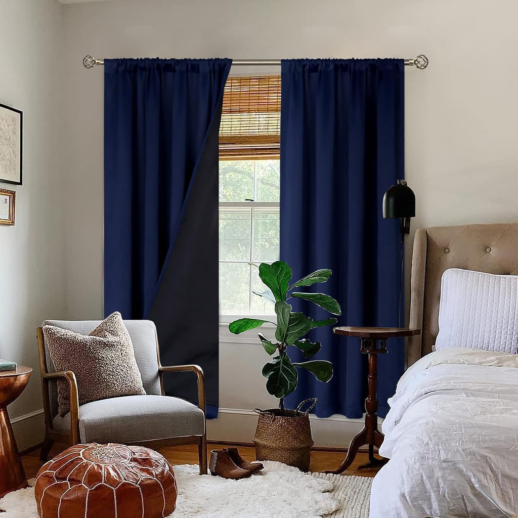 BGment Thermal Insulated 100% Blackout Curtains for Bedroom with Black Liner, Double Layer Full Room Darkening Noise Reducing Rod Pocket…