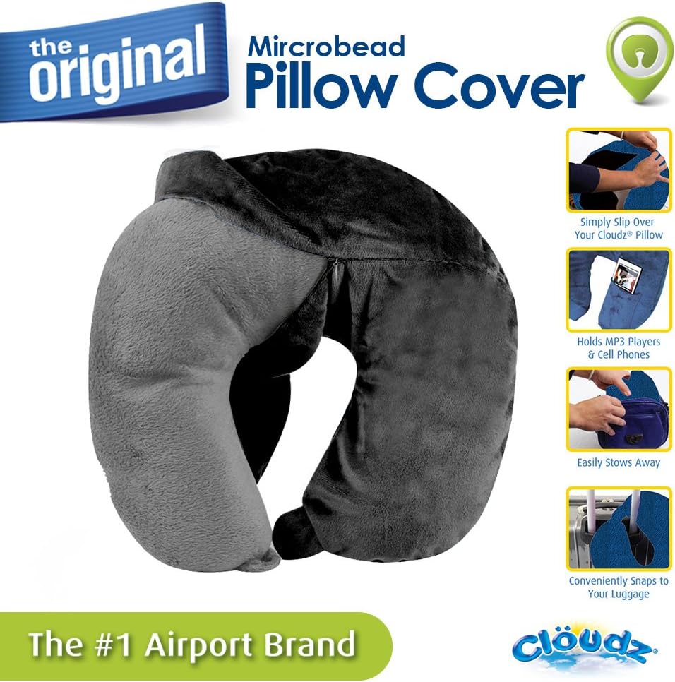 Cloudz Washable Travel Neck Pillow Cover - Black