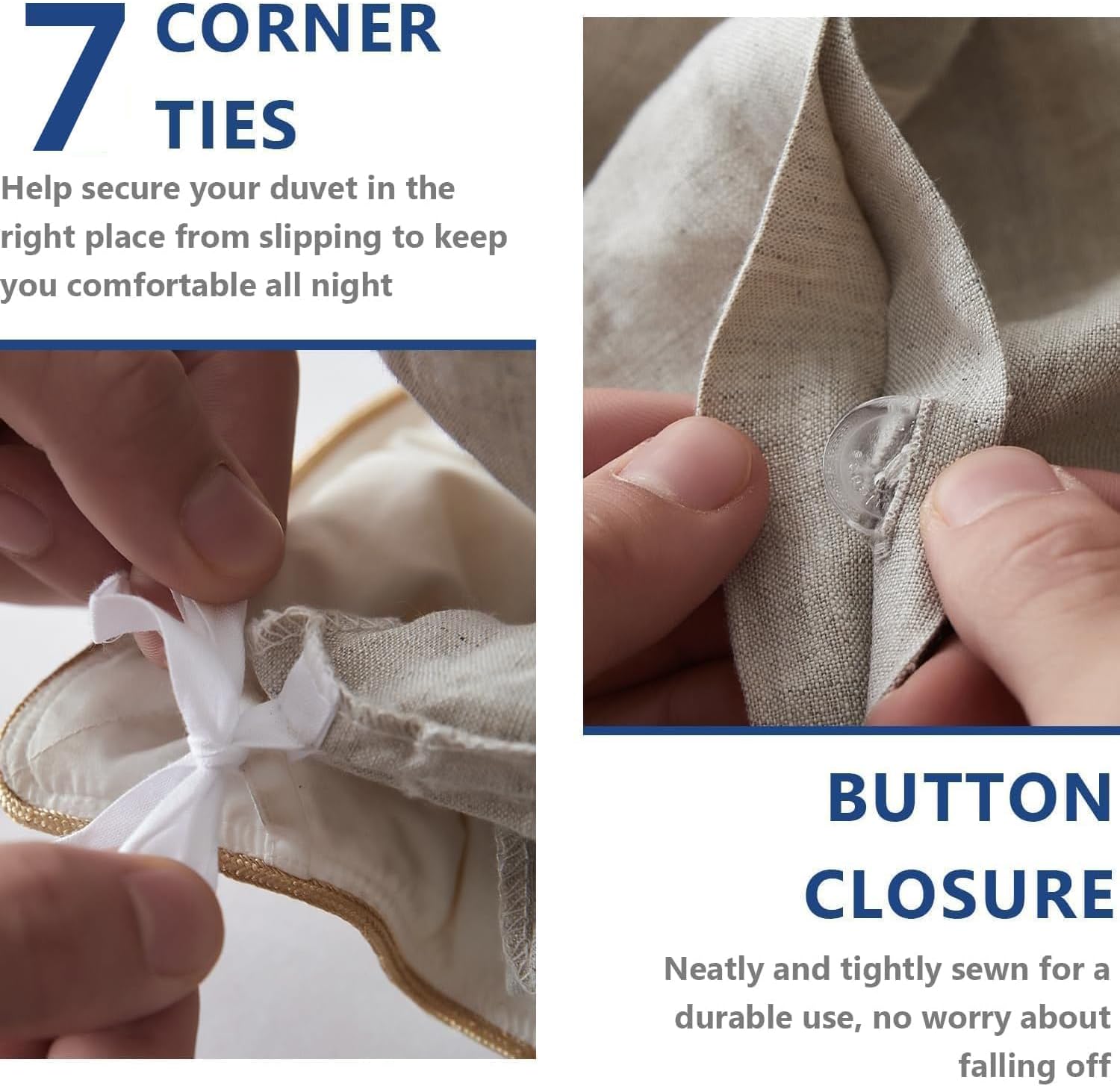 Simple&Opulence 100% Washed Linen Duvet Cover Set 68"x86" - 2 Pieces Soft Farmhouse Comforter Set Double Embroidered with Button Closure…