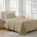 AshtonSheets 100% Organic Cotton Sheets Twin XL Size - Organic Cotton Twin XL Size Percale Weave Sheet Set (3 PC, Taupe), Soft, Cooling, Cr…