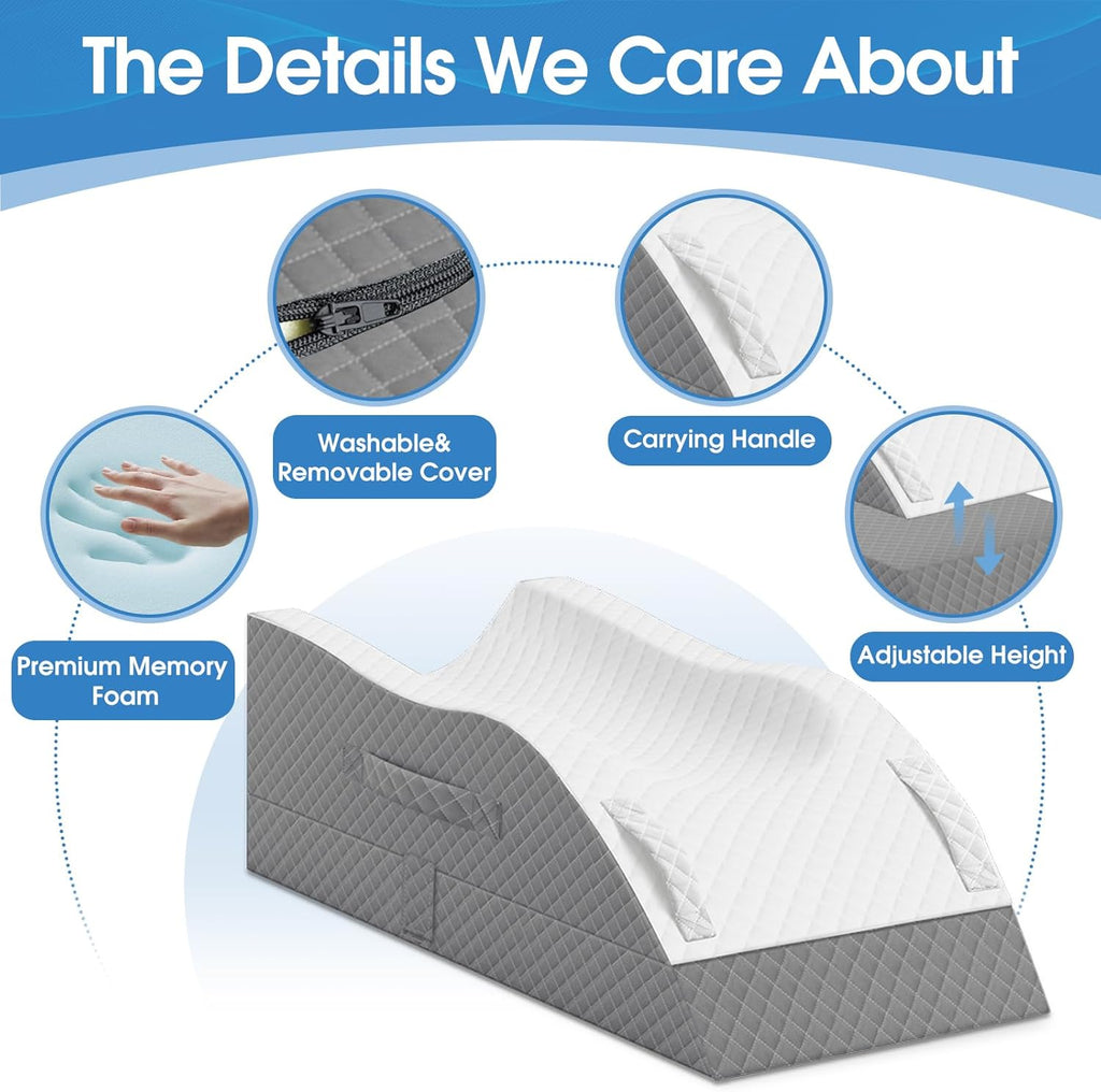 TranquilRelax TranquilRelax Elevation Pillows for Leg After Surgery, Memory Foam Adjustable Wedge Pillow for Injury or Rest, Ankle P…