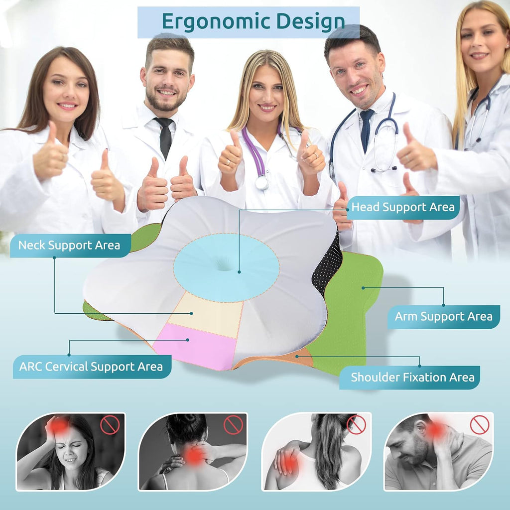 Donama Cervical Pillow for Neck, Contour Memory Foam Pillow, Ergonomic Orthopedic Neck Support Pillows for Side, Back and Stomach Sleepers wi…