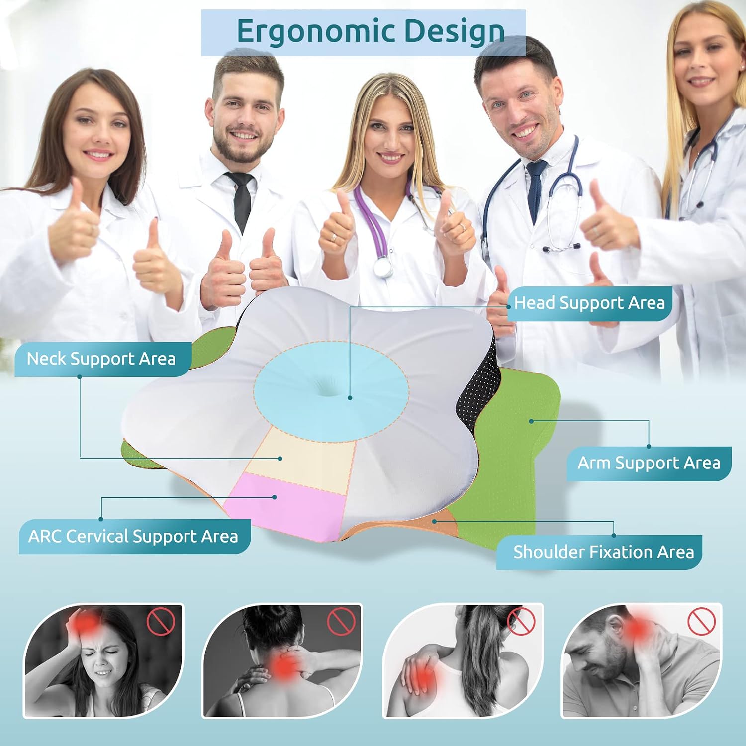 Donama Cervical Pillow for Neck, Contour Memory Foam Pillow, Ergonomic Orthopedic Neck Support Pillows for Side, Back and Stomach Sleepers wi…