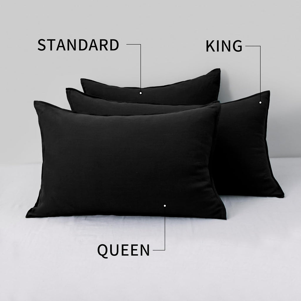 Chuffed Linen Pillowcases 2 Pack 100% Linen Standard Pillow Cases, Breathable and Cooling Washed Pillowshams with Zipper Closure, 20x30 Inc…