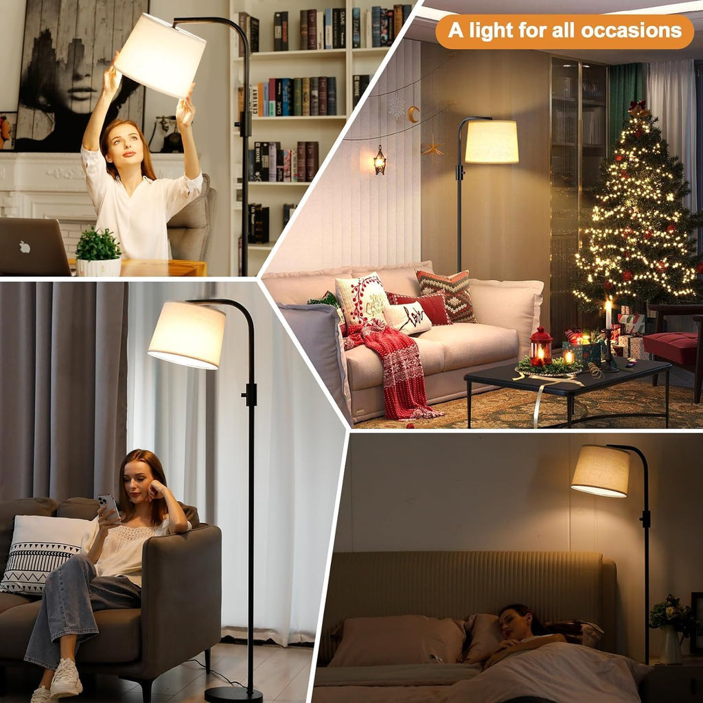 Ambimall Fully Dimmable Floor Lamp with 9W LED Bulb, Standing Lamp for Living Room with Adjustable Head, Modern Standing Tall Light with…
