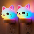 L LOHAS LED Plug in Night Light for Kids,2-Pack 3D Cute Cat Night Lights with Dusk to Dawn Sensor, RGB+Soft White 3000K Cat Night…