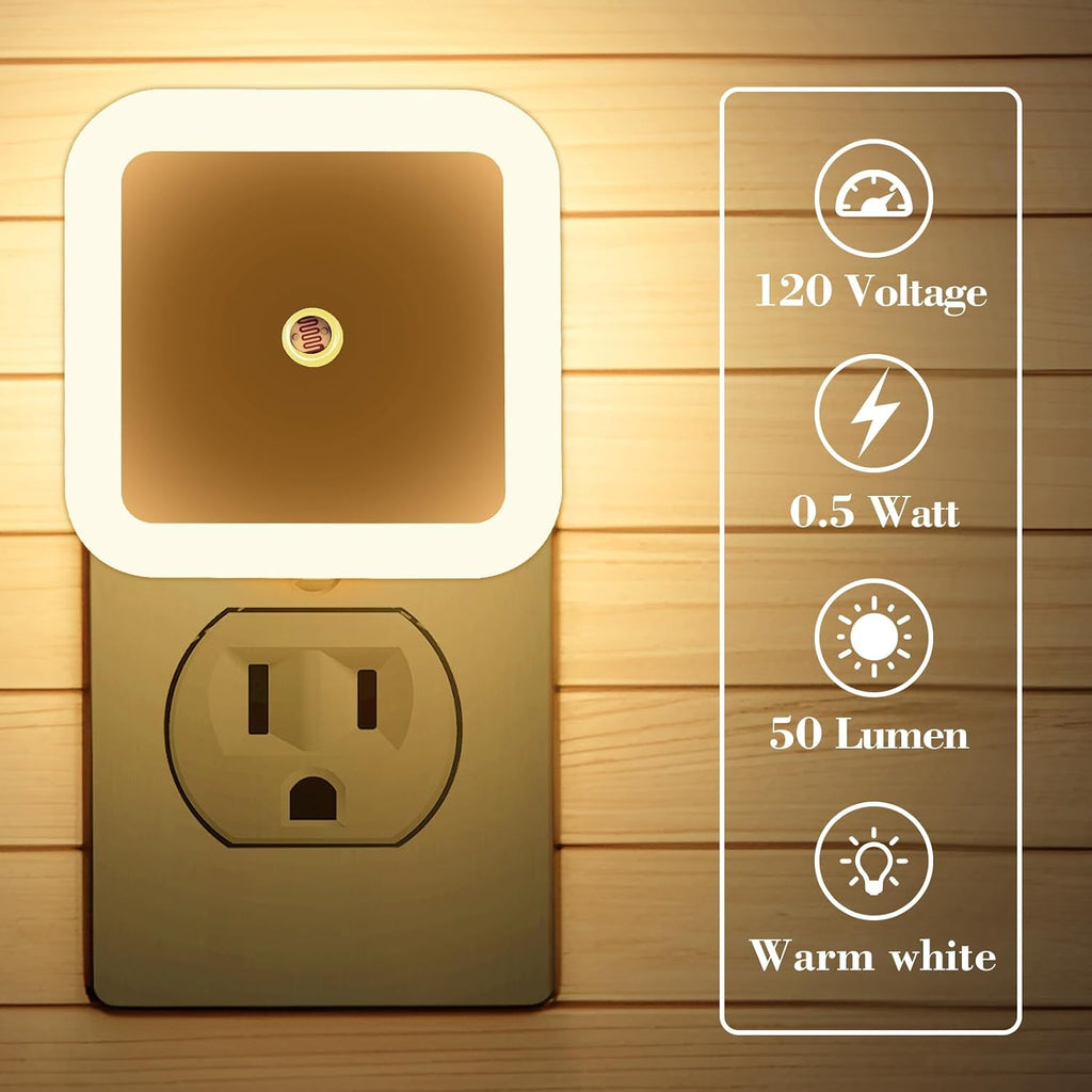 KINUR 6 Pack Night Light, Warm White LED Night Lights Plug into Wall with Dusk to Dawn sensors, Plug in Night Lights for Kids Room…