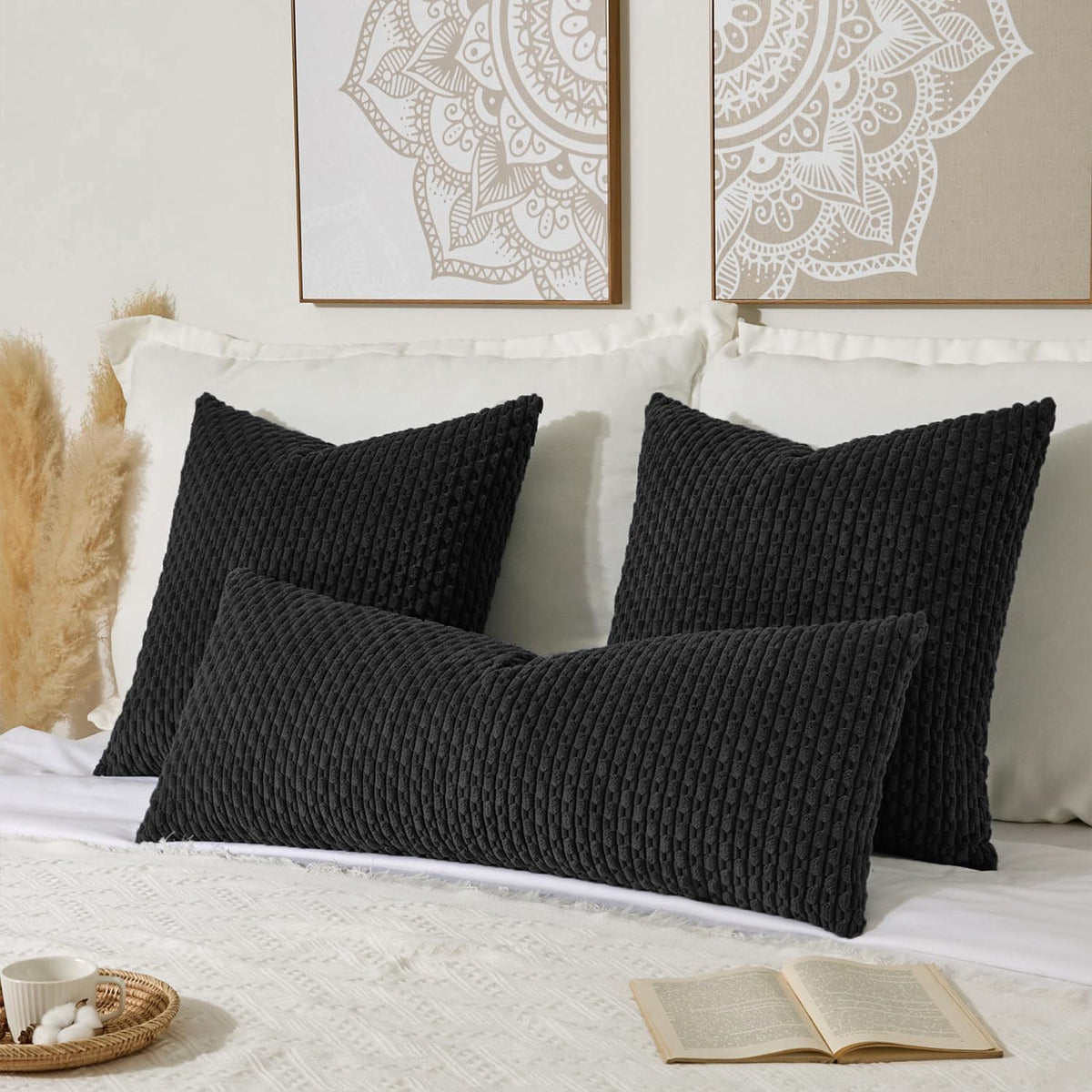 KevinTextile Kevin Textile 14x36 Inch Long Lumbar 1 Pack Boho Decorative Throw Pillow Cover Soft Striped Corduroy Rectangle Cushion Case Fa…
