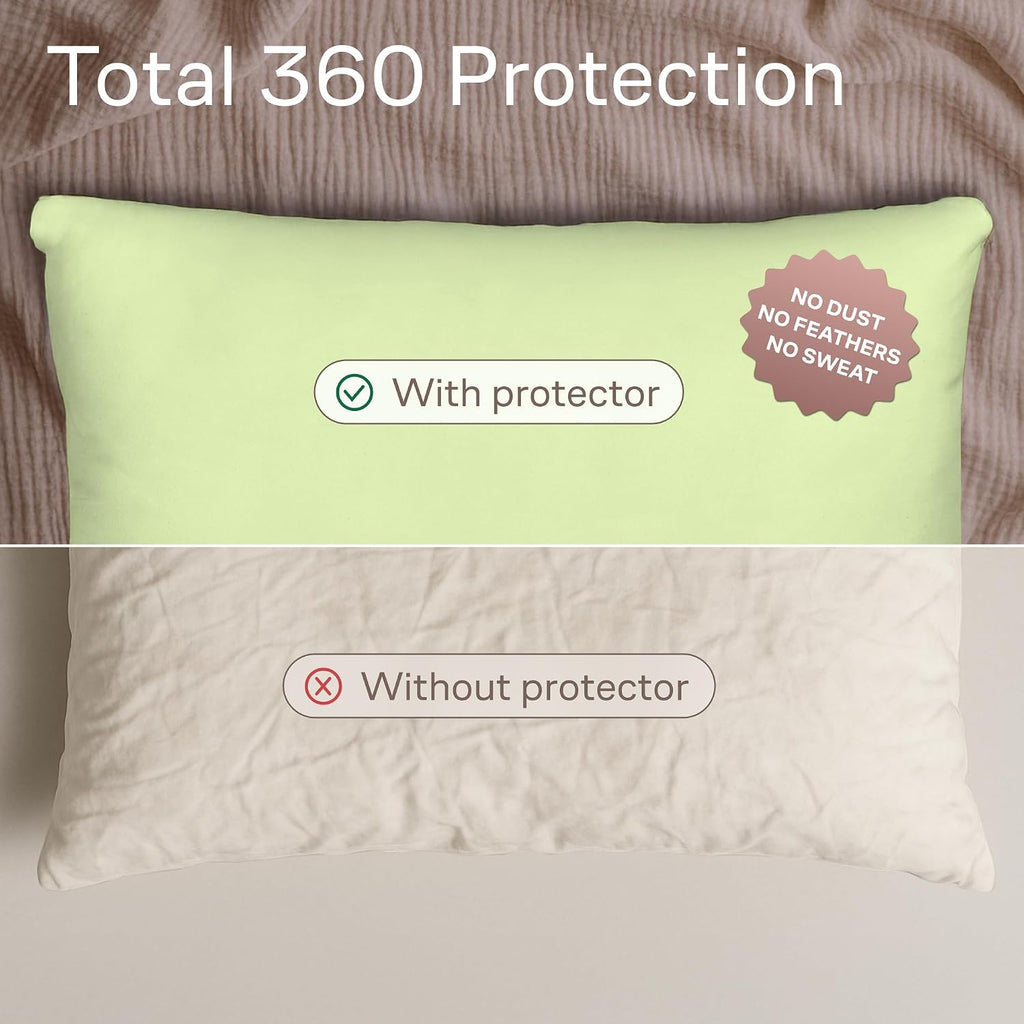 Ultra Soft Pillow Protectors with Zipper Queen Size - Set of 4 Breathable Pillow Covers - 100% Protection Against Stains, Dust & Dirt…
