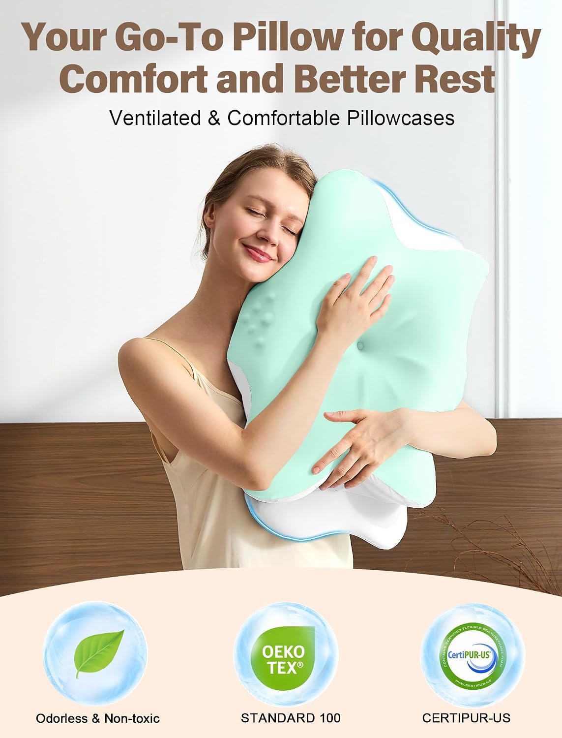 Vjasd Cervical Neck Pillow for – Ergonomic Memory Foam Pillow for Side Sleeper Contour Orthopedic Bed Pillow for Neck Support with Cooling…