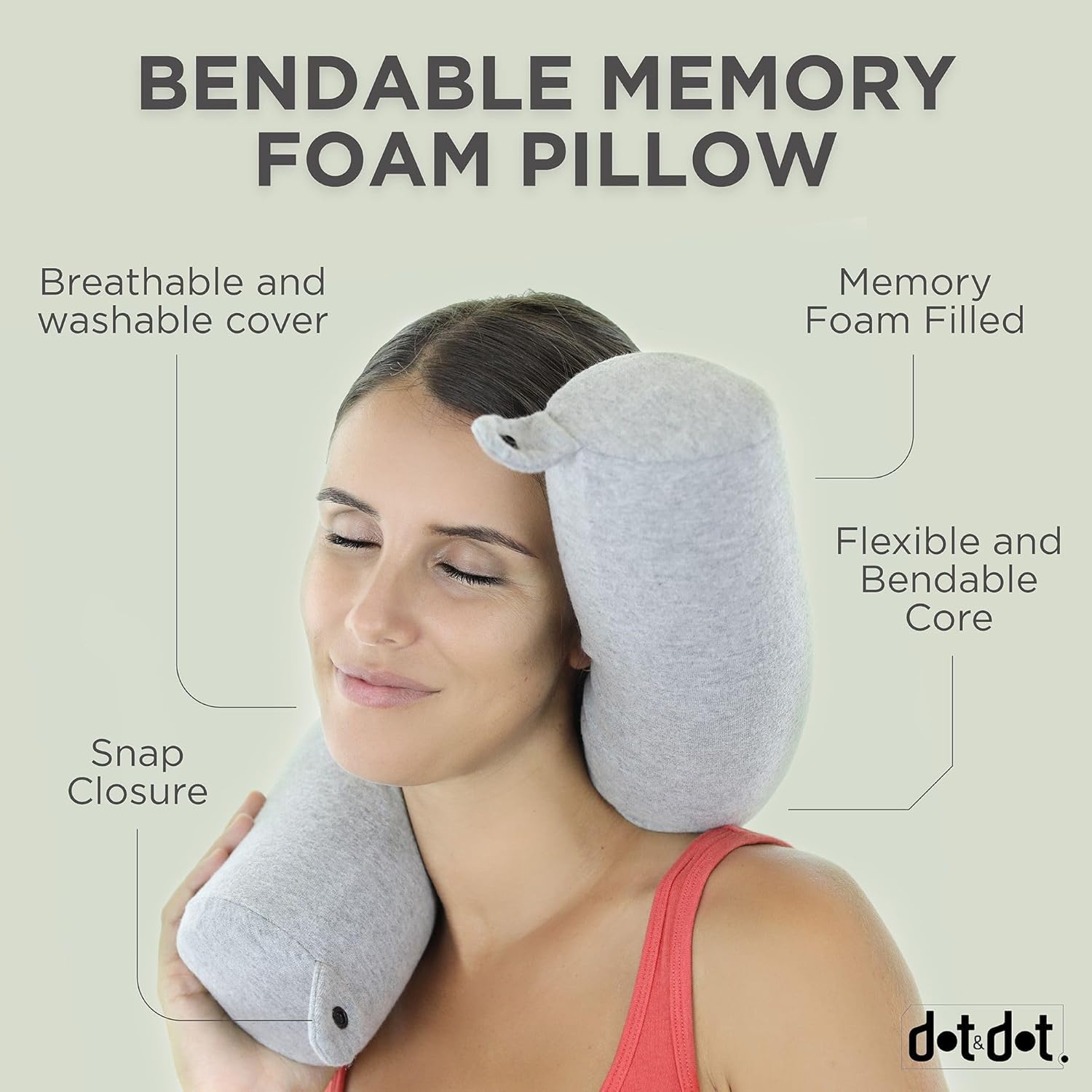 Dot&Dot Twist Memory Foam Travel Pillow for Airplane, Car and Home, Travel Neck Pillow for Sleeping, Airplane Pillow for Neck Suppor…
