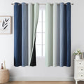 Estelartextiler Estelar Textiler Navy Blue and Sage Green Ombre Blackout Curtains 63 Inch Length 2 Panels, Full Room Darkening Grommet Curt…