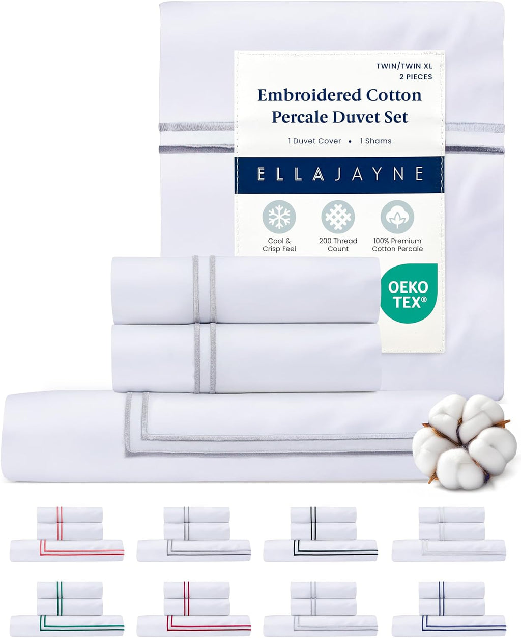 Ella Jayne Twin Duvet Cover (2 Pcs), 100% Cotton Percale, Twin/Twin XL, Soft, Breathable & Lightweight Including Duvet Cover Twin (1…
