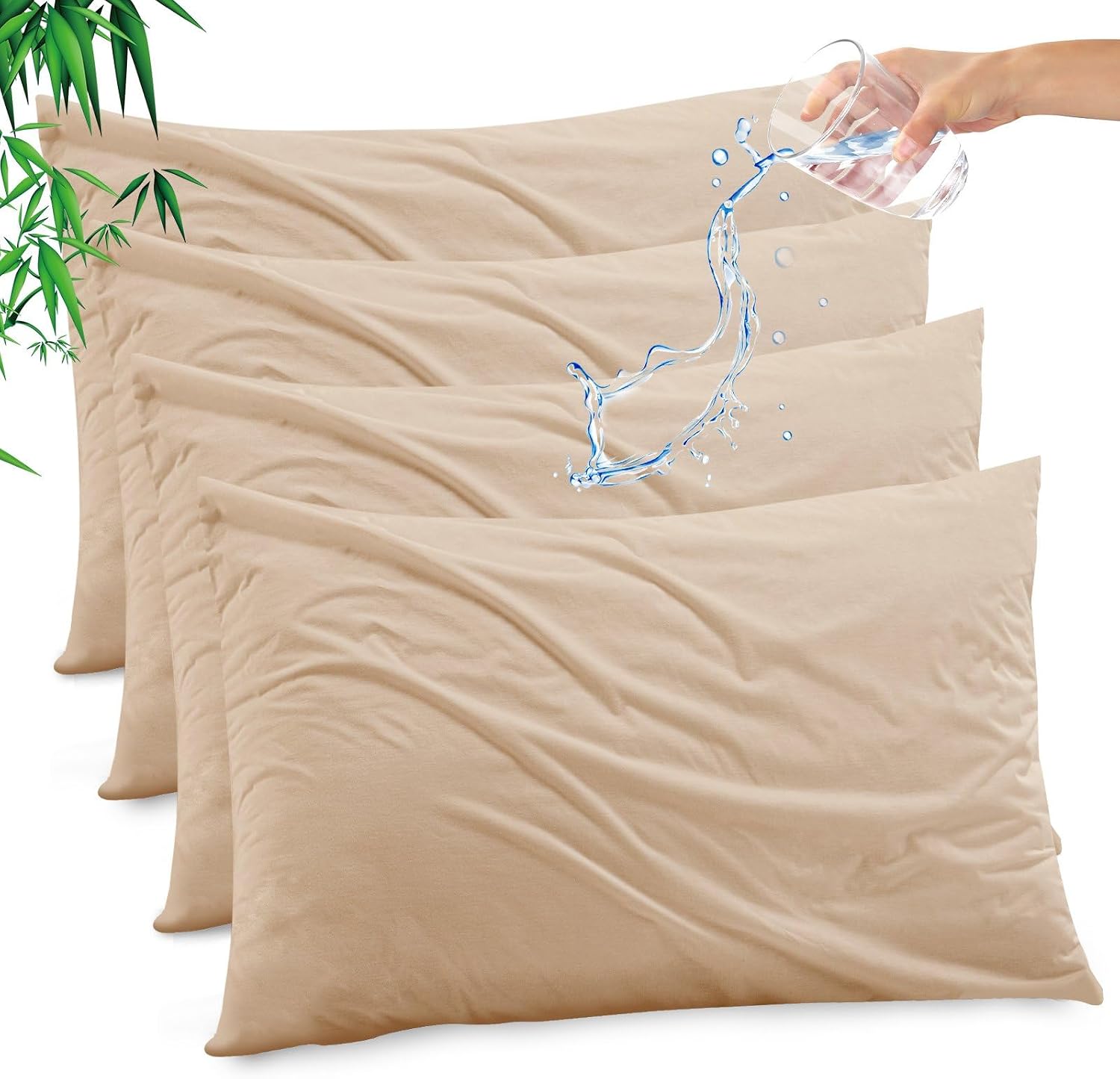 Gogreen Bamboo Rayon Waterproof Pillow Protector, Breathable Pillow Cover, Cooling Pillow Case Protector with Zipper, Super Soft Pillow Cas…
