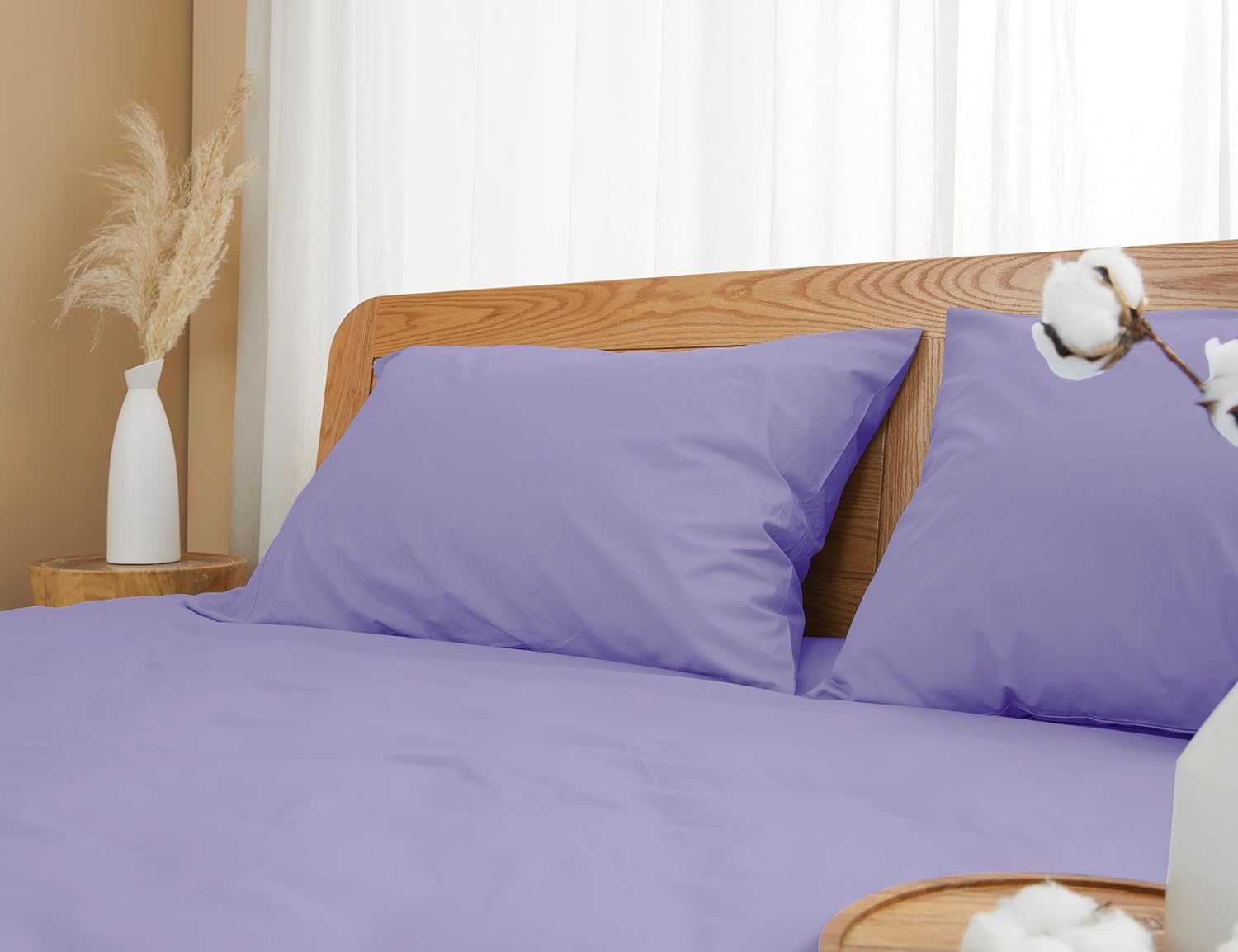 Homtec Pillow Cases, King Size Cotton Percale Weave Pillowcases, Pre-Shrunk Breathable and Hypoallergenic Pillowcases, Set of 2 (2 Piece Ki…