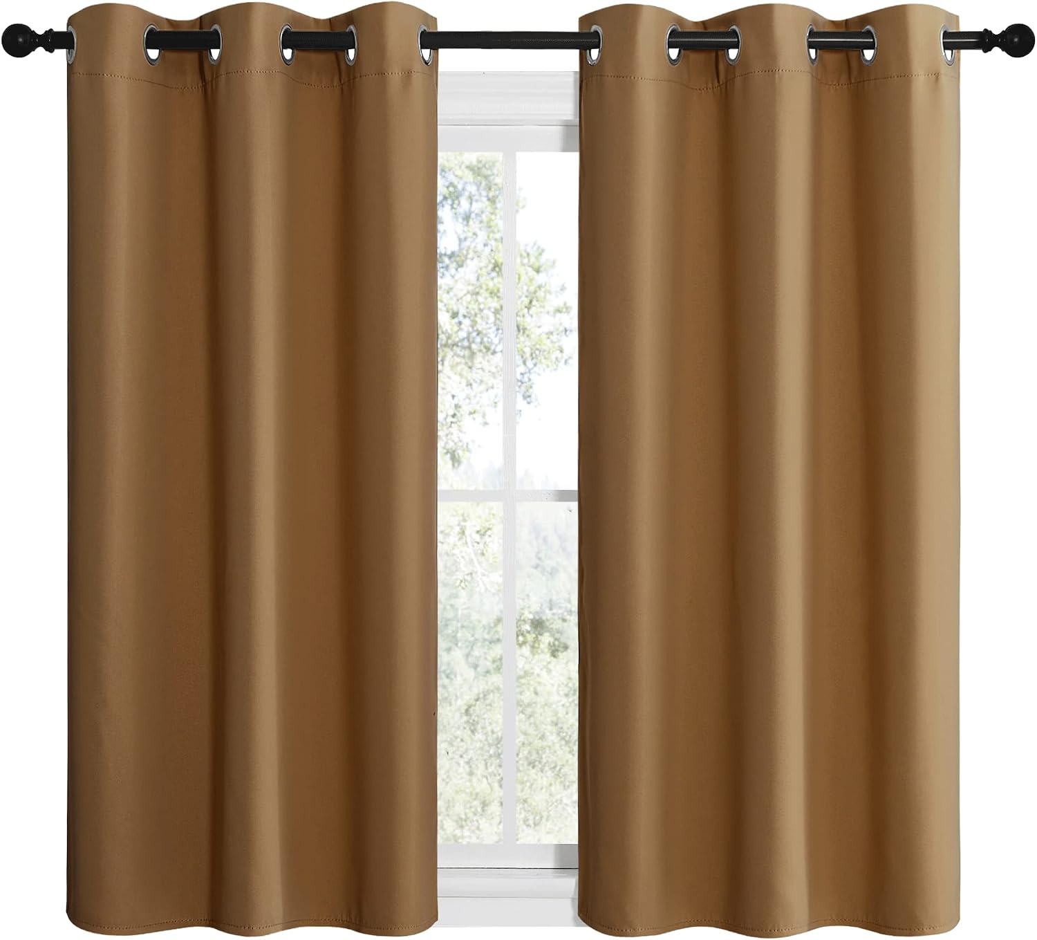 NICETOWN Gold Brown Sleek Blackout Curtains 48 inches Length for Small Windows, Noise Reducing and Block Draft Panels for Door Doorway…