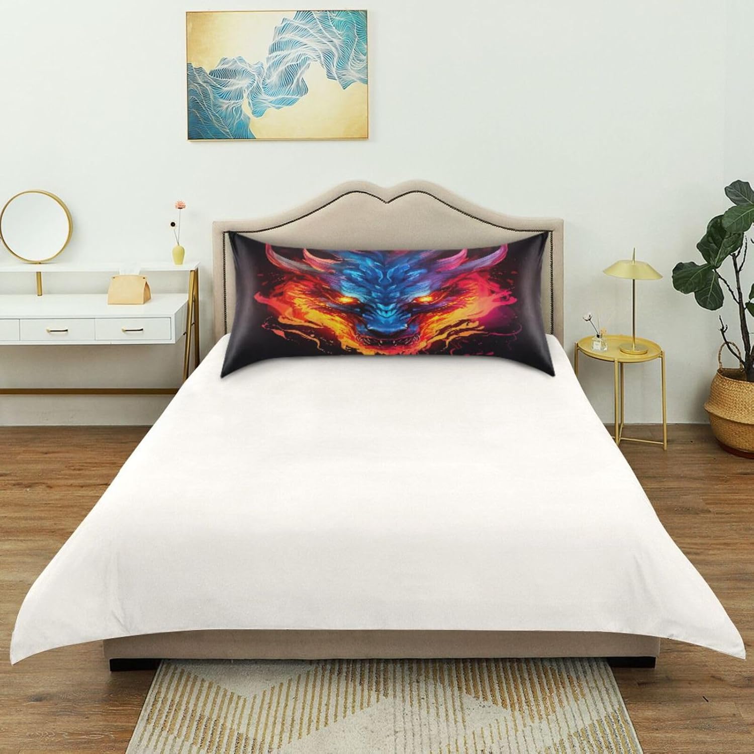 Dragon Fire Pillow Covers Silk Pillowcase for Hair and Skin Soft Breathable Smooth Cooling Satin Pillowcase King Size Pillow Case for…