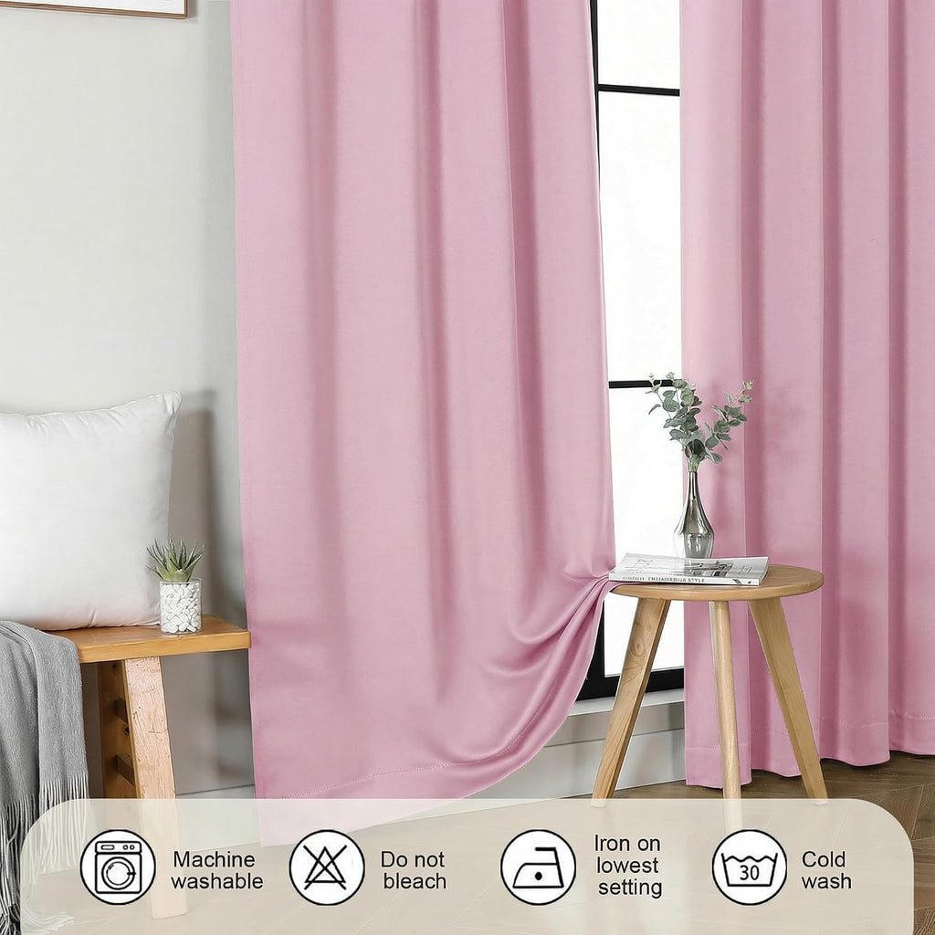 Gwine Pink Blackout Curtains for Bedroom 54 Inches Long - Thermal Insulated Noise Reducing Window Curtain Panels, Solid Room Darkening…