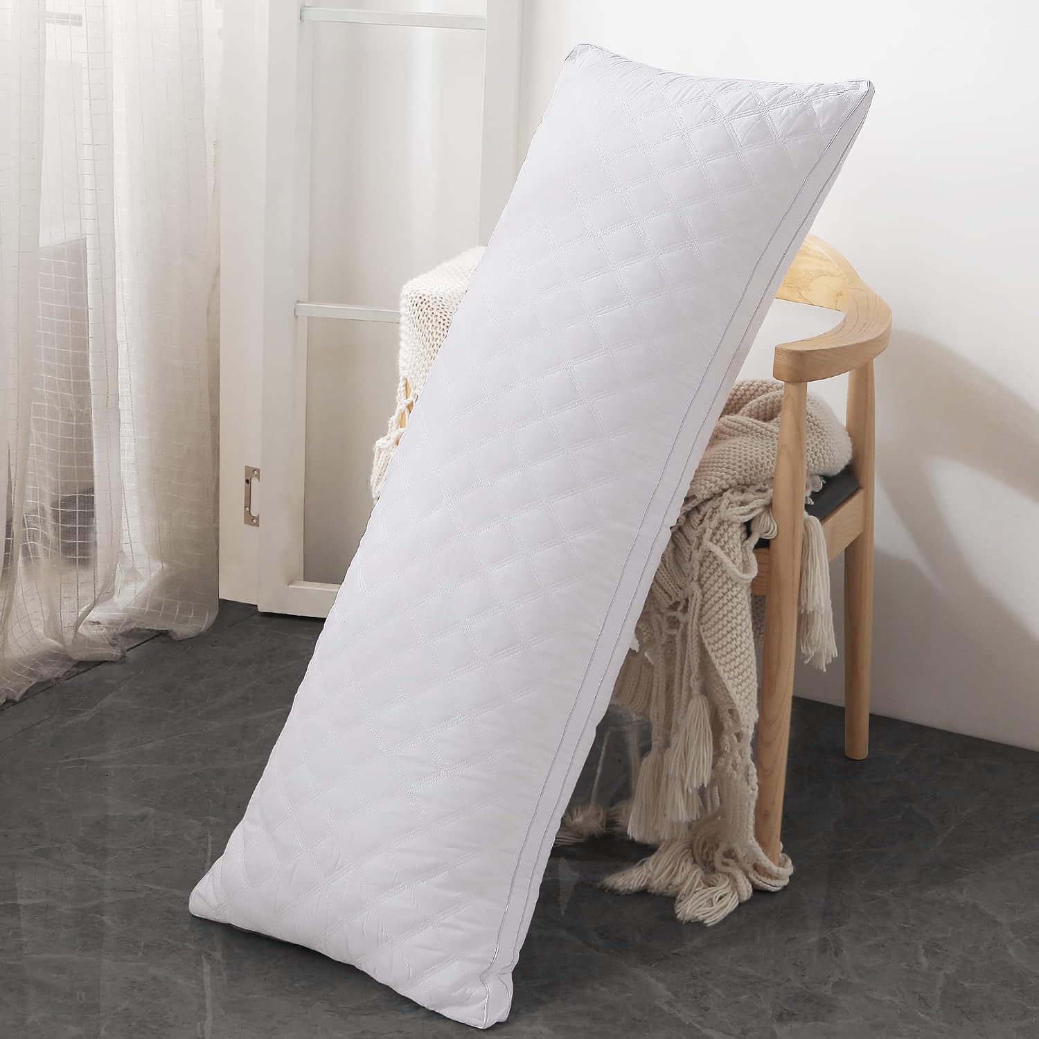 Leeden Body Pillow - White Firm Fluffy Long Pillow - 21 x 54 Soft Plush Full Body Pillows - Adjustable Side Pillow for Sleeping 1 Count Whi…