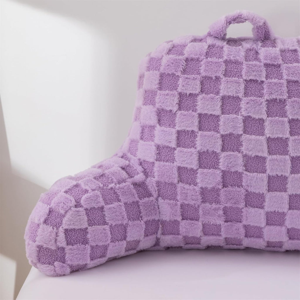 Aimuan Reading Pillow Checkered Bed Rest Wedge Backrest Checkerboard Pillow with Arms Back Support for Sitting Up in Bed Cushion Incline…