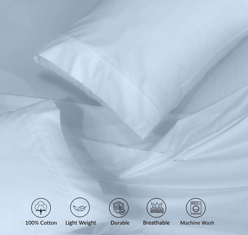Ruvanti 100% Cotton Percale Sheets California King Size – Crisp Cooling Bed Sheets for Hot Sleepers, Deep Pocket 14”, Soft Breathable & Dur…