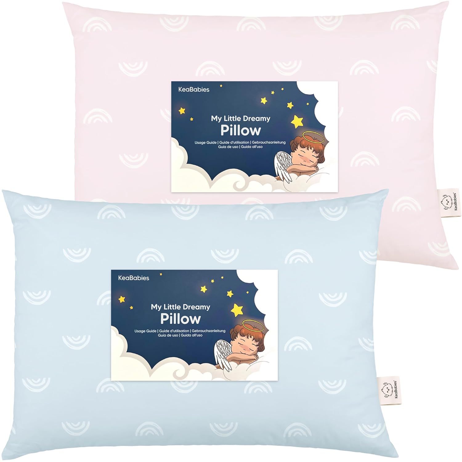 KeaBabies 2-Pack Toddler Pillows 2 Year Old to 5-13x18 Soft Organic Cotton Kids Pillow for Sleeping, Travel, School, Daycare, Nap…
