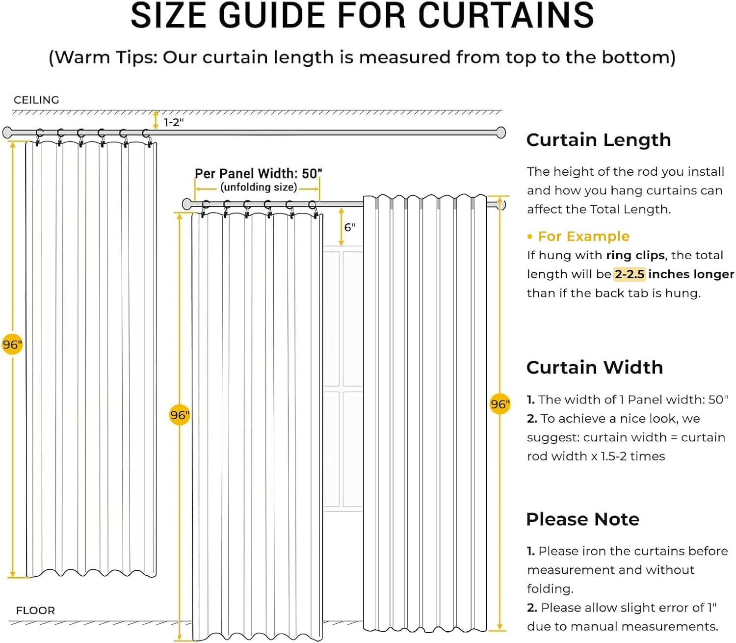 INOVADAY 100% Blackout Curtains for Bedroom, Black Out Curtains 120 Inch Long, Clip Rings Linen Blackout Drapes, Thermal Insulated Room…